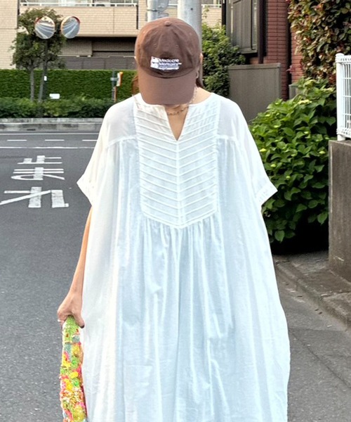 notch.（ノッチ）の「［高身長さんサイズ有］【notch. by KR 】フロント刺繍スキッパーワンピース（ワンピース・レディース・ネイビー/オフホワイト/ライトブルー/ブラック・TM/M）」の7枚目の写真