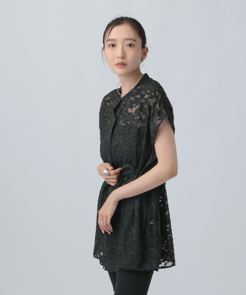 LEPSIM（レプシィム）の「ジャガードドロストノースリチュニック　859069（シャツ/ブラウス・レディース・オフホワイト/ブラック/グリーン系その他・FREE）」の16枚目の写真