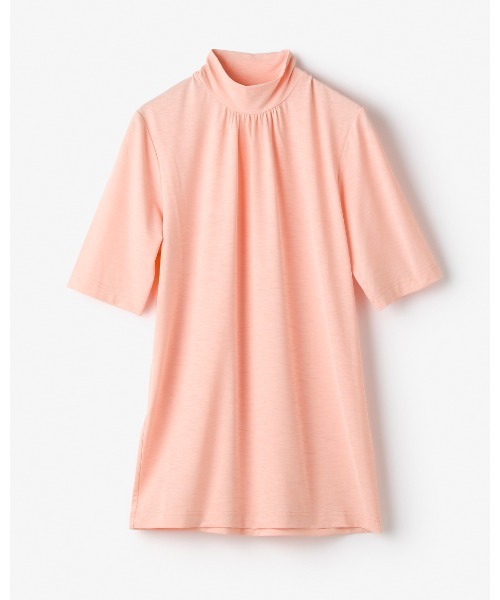 DoCLASSE( ドゥクラッセ)の「UVスラブ・ギャザーハイネックブラウスN/5分袖(Tシャツ/カットソー・レディース・ブラック×イエロー/ブルー系その他/キナリ/コーラル/グリーン系その他/ダークブルー/ミント/ライラック/ベージュ/グレー/ブルー・LL/S/M/L/3L)」の11枚目の写真