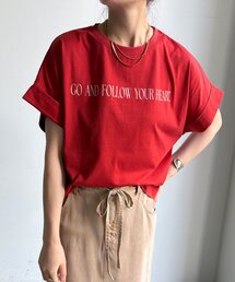DouDou | 【WEB限定】ロールアップロゴプリントワイドTEE(Tシャツ/カットソー)