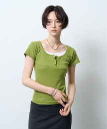 Layered Henley Rib Tee / レイヤードヘンリーネックリブT