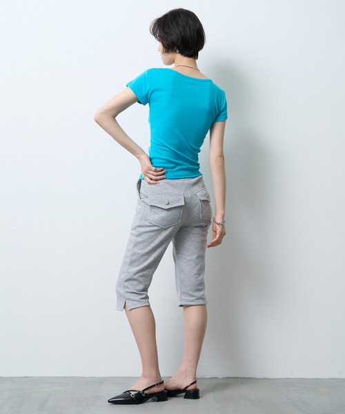 NUJOH(ヌゾ)の「Layered Henley Rib Tee / レイヤードヘンリーネックリブT(Tシャツ/カットソー・レディース・ブルー/ブラック/オリーブ/ミント/グレー・FREE)」の20枚目の写真
