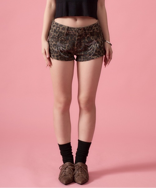 mindseeker girls(マインドシーカーガールズ)の「Bone-wing Leopard Shorts / ボーンウィングレオパードショートパンツ(デニムパンツ・レディース・レオパード・S/M)」の3枚目の写真