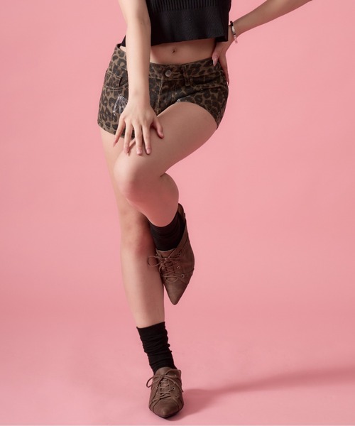 mindseeker girls(マインドシーカーガールズ)の「Bone-wing Leopard Shorts / ボーンウィングレオパードショートパンツ(デニムパンツ・レディース・レオパード・S/M)」の4枚目の写真