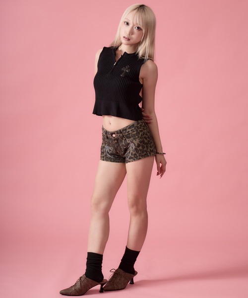 mindseeker girls(マインドシーカーガールズ)の「Bone-wing Leopard Shorts / ボーンウィングレオパードショートパンツ(デニムパンツ・レディース・レオパード・S/M)」の6枚目の写真