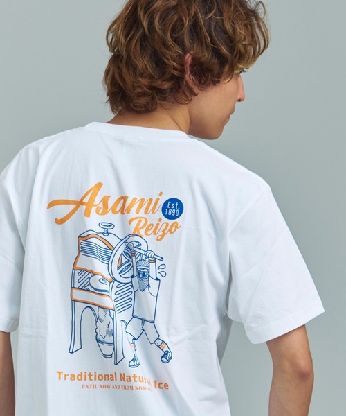 Duckster(ダックスター)の「952407 阿左美冷蔵コラボS/STEE(かき氷機)(Tシャツ/カットソー・メンズ・ブルー系/ライトグレー/ホワイト・XL/L/M)」の1枚目の写真