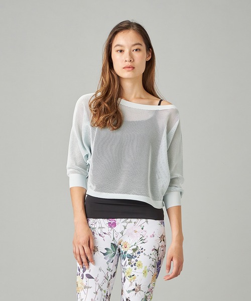 Chacott(チャコット)の「【ノーソーイングニット】7分袖メッシュニットTシャツ(Tシャツ/カットソー・レディース・ライラック/ライム/ベビーピンク/グリーン系その他/グレー系その他/パープル系その他・M)」の3枚目の写真
