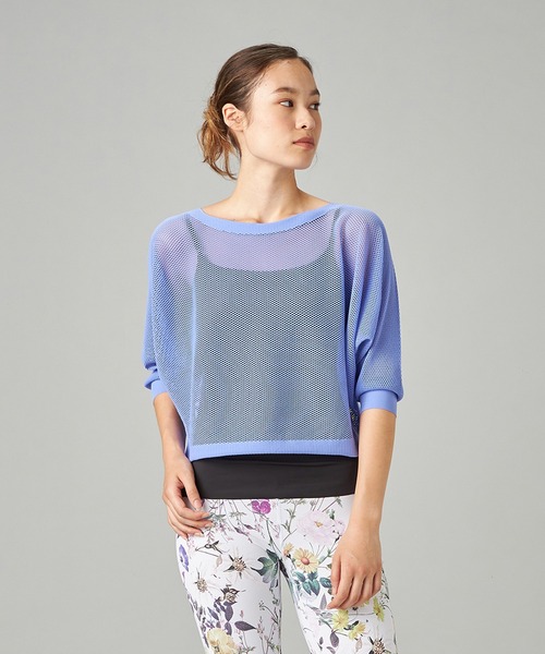 Chacott(チャコット)の「【ノーソーイングニット】7分袖メッシュニットTシャツ(Tシャツ/カットソー・レディース・ライラック/ライム/ベビーピンク/グリーン系その他/グレー系その他/パープル系その他・M)」の4枚目の写真