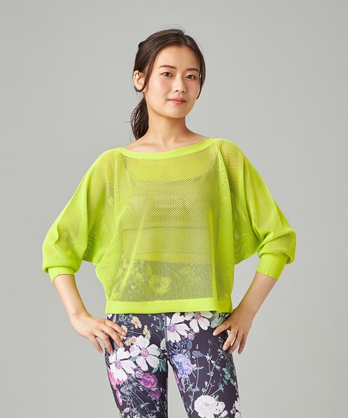 Chacott(チャコット)の「【ノーソーイングニット】7分袖メッシュニットTシャツ(Tシャツ/カットソー・レディース・ライラック/ライム/ベビーピンク/グリーン系その他/グレー系その他/パープル系その他・M)」の2枚目の写真
