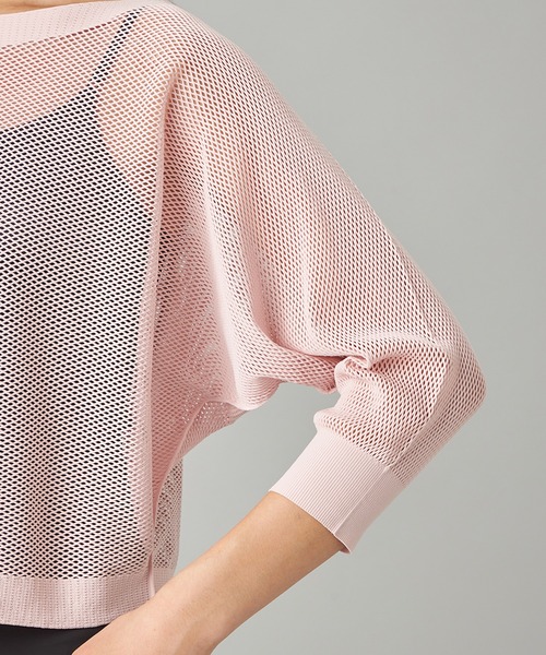 Chacott(チャコット)の「【ノーソーイングニット】7分袖メッシュニットTシャツ(Tシャツ/カットソー・レディース・ライラック/ライム/ベビーピンク/グリーン系その他/グレー系その他/パープル系その他・M)」の7枚目の写真