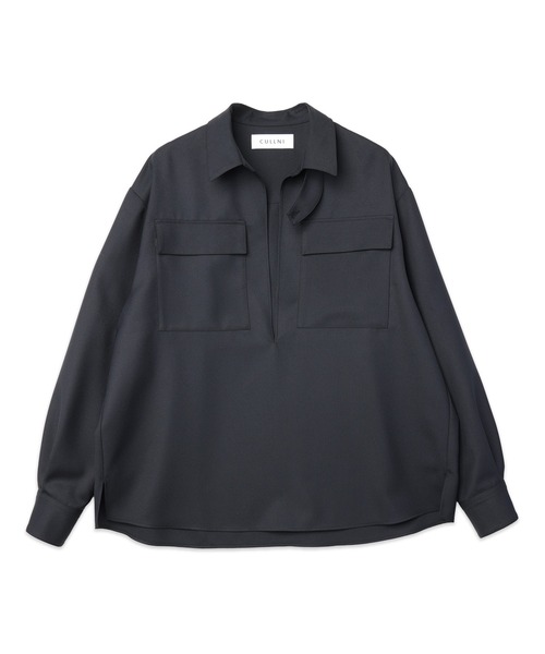 CULLNI(クルニ)の「Dry Gabardine Skipper Collar Long Sleeve Shirt(シャツ/ブラウス・メンズ・ピンク/ブラック/ネイビー/グレー・2/1/0)」の2枚目の写真