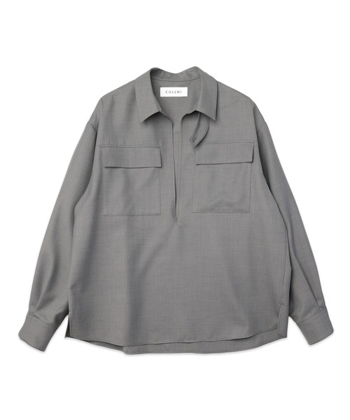 CULLNI(クルニ)の「Dry Gabardine Skipper Collar Long Sleeve Shirt(シャツ/ブラウス・メンズ・ピンク/ブラック/ネイビー/グレー・2/1/0)」の3枚目の写真