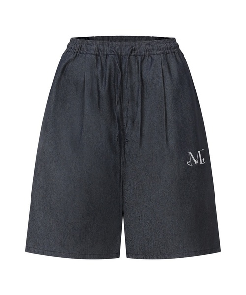 MUCENT(ムセント)の「ルーソンバンディングバミューダデニムパンツ 男女共用(デニムパンツ・レディース・ブラック/ダークブルー・MEDIUM/LARGE)」の2枚目の写真