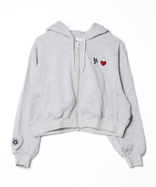 My sugar Babe（マイシュガーベイブ）の「Heart patch logo zip hoodie（パーカー・メンズ・ピンク/ブラック/グレー・MEDIUM/SMALL）」の2枚目の写真