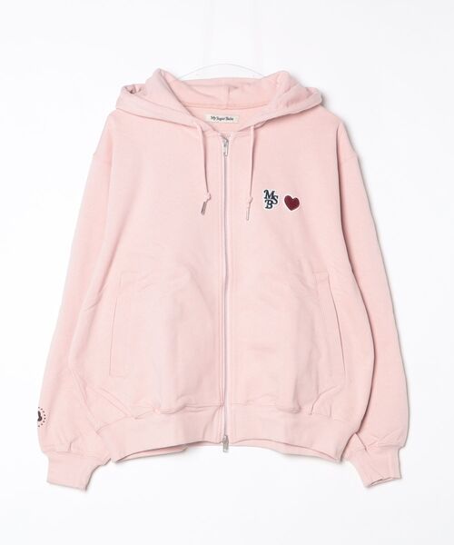 My sugar Babe（マイシュガーベイブ）の「Heart patch logo zip hoodie（パーカー・メンズ・ピンク/ブラック/グレー・MEDIUM/SMALL）」の3枚目の写真