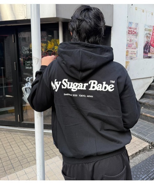 My sugar Babe（マイシュガーベイブ）の「Heart patch logo zip hoodie（パーカー・メンズ・ピンク/ブラック/グレー・MEDIUM/SMALL）」の12枚目の写真