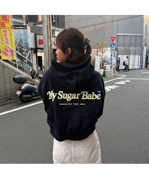 My sugar Babe（マイシュガーベイブ）の「Heart patch logo zip hoodie（パーカー・メンズ・ピンク/ブラック/グレー・MEDIUM/SMALL）」の14枚目の写真