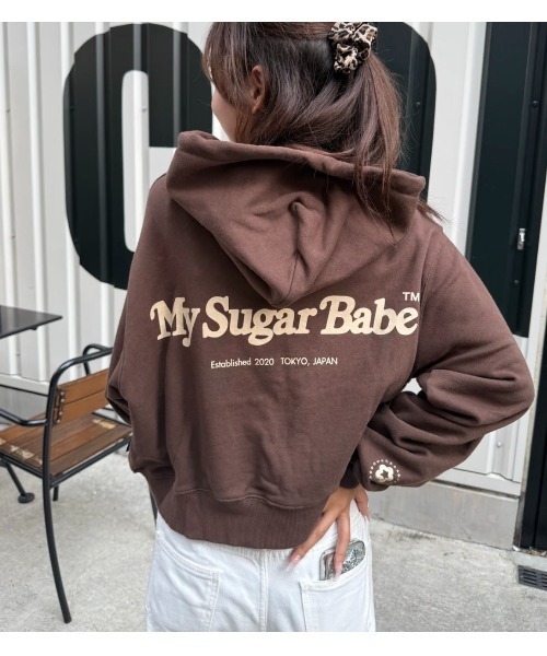 My sugar Babe（マイシュガーベイブ）の「Heart patch logo zip hoodie（パーカー・メンズ・ピンク/ブラック/グレー・MEDIUM/SMALL）」の7枚目の写真