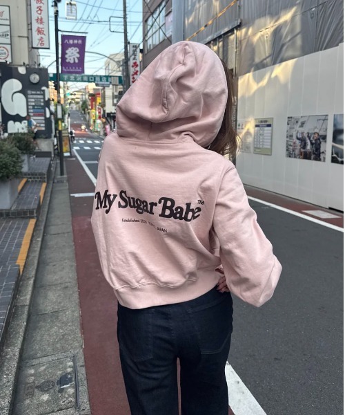 My sugar Babe（マイシュガーベイブ）の「Heart patch logo zip hoodie（パーカー・メンズ・ピンク/ブラック/グレー・MEDIUM/SMALL）」の9枚目の写真