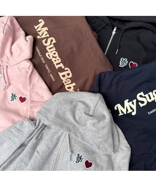 My sugar Babe（マイシュガーベイブ）の「Heart patch logo zip hoodie（パーカー・メンズ・ピンク/ブラック/グレー・MEDIUM/SMALL）」の10枚目の写真