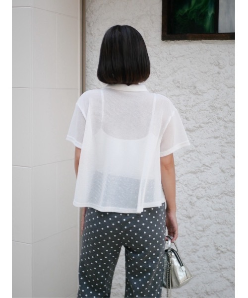 BeBeoD（べベッド）の「ハーフジップメッシュポロトップス（Tシャツ/カットソー・レディース・グレー/ブラック/ホワイト・フリー）」の4枚目の写真