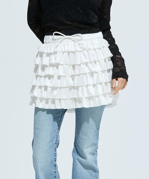 adidas（アディダス）の「レース フリル ミニスカート / アディダスオリジナルス adidas Originals（スカート・レディース・ホワイト・XX-LARGE/3XL/LARGE/MEDIUM/SMALL/X-LARGE）」の6枚目の写真