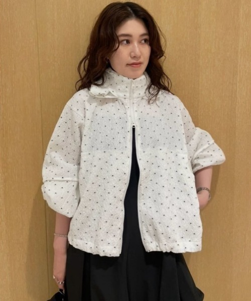 emmi(エミ)の「ドットジャガードブルゾン(ブルゾン・レディース・ブラック/ホワイト・F)」の9枚目の写真