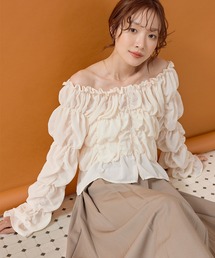 【シフォンで軽やかに魅せる】マルチウェイ シフォン長袖シャーリングブラウス