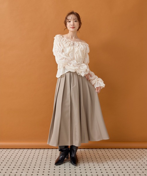 en CAnAF(エンカナフ)の「マルチウェイ シフォン長袖シャーリングブラウス(シャツ/ブラウス・レディース・ブラウン/アイボリー/ブラック・フリー)」の4枚目の写真