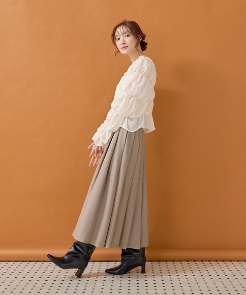 en CAnAF(エンカナフ)の「マルチウェイ シフォン長袖シャーリングブラウス(シャツ/ブラウス・レディース・ブラウン/アイボリー/ブラック・フリー)」の9枚目の写真
