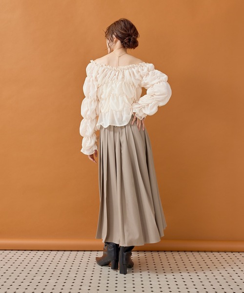 en CAnAF(エンカナフ)の「マルチウェイ シフォン長袖シャーリングブラウス(シャツ/ブラウス・レディース・ブラウン/アイボリー/ブラック・フリー)」の10枚目の写真
