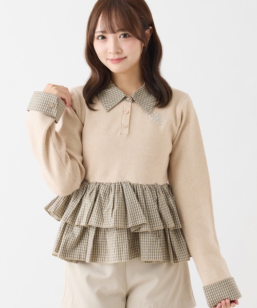one after another NICE CLAUP(ワンアフターアナザーナイスクラップ)の「ペプラムニット(ニット/セーター・レディース・ベージュ/杢グレー/ブラック・FREE)」の3枚目の写真
