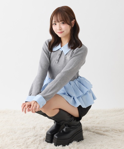 one after another NICE CLAUP(ワンアフターアナザーナイスクラップ)の「ペプラムニット(ニット/セーター・レディース・ベージュ/杢グレー/ブラック・FREE)」の10枚目の写真