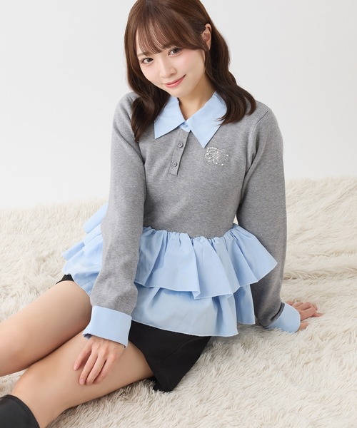 one after another NICE CLAUP(ワンアフターアナザーナイスクラップ)の「ペプラムニット(ニット/セーター・レディース・ベージュ/杢グレー/ブラック・FREE)」の11枚目の写真