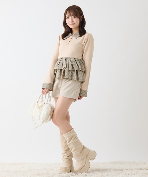 one after another NICE CLAUP(ワンアフターアナザーナイスクラップ)の「ペプラムニット(ニット/セーター・レディース・ベージュ/杢グレー/ブラック・FREE)」の15枚目の写真