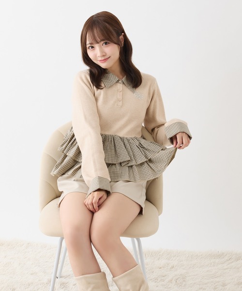 one after another NICE CLAUP(ワンアフターアナザーナイスクラップ)の「ペプラムニット(ニット/セーター・レディース・ベージュ/杢グレー/ブラック・FREE)」の17枚目の写真