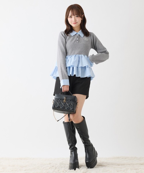 one after another NICE CLAUP(ワンアフターアナザーナイスクラップ)の「ペプラムニット(ニット/セーター・レディース・ベージュ/杢グレー/ブラック・FREE)」の12枚目の写真