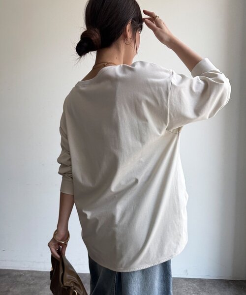 DouDou（ドゥドゥ）の「【WEB限定】オーガンジーロゴロングスリーブTEE（Tシャツ/カットソー・レディース・モカ/チャコールグレー/アイボリー・FREE）」の11枚目の写真