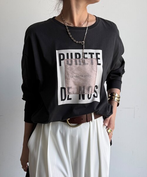 DouDou（ドゥドゥ）の「【WEB限定】オーガンジーロゴロングスリーブTEE（Tシャツ/カットソー・レディース・モカ/チャコールグレー/アイボリー・FREE）」の18枚目の写真