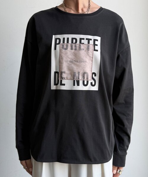 DouDou（ドゥドゥ）の「【WEB限定】オーガンジーロゴロングスリーブTEE（Tシャツ/カットソー・レディース・モカ/チャコールグレー/アイボリー・FREE）」の22枚目の写真