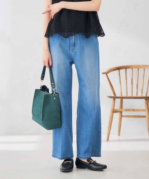 a.v.v(アーヴェヴェ)の「ストレッチデニムワイドパンツ(その他パンツ・レディース・ブルー/ネイビー・40/38/36/42/34)」の3枚目の写真