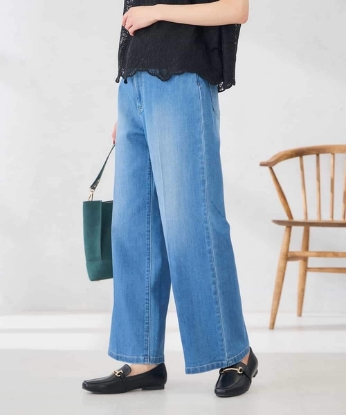 a.v.v(アーヴェヴェ)の「ストレッチデニムワイドパンツ(その他パンツ・レディース・ブルー/ネイビー・40/38/36/42/34)」の4枚目の写真