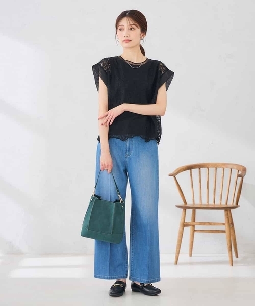 a.v.v(アーヴェヴェ)の「ストレッチデニムワイドパンツ(その他パンツ・レディース・ブルー/ネイビー・40/38/36/42/34)」の5枚目の写真