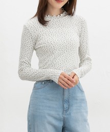 総柄ハイネックTシャツ