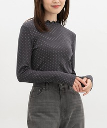 総柄ハイネックTシャツ
