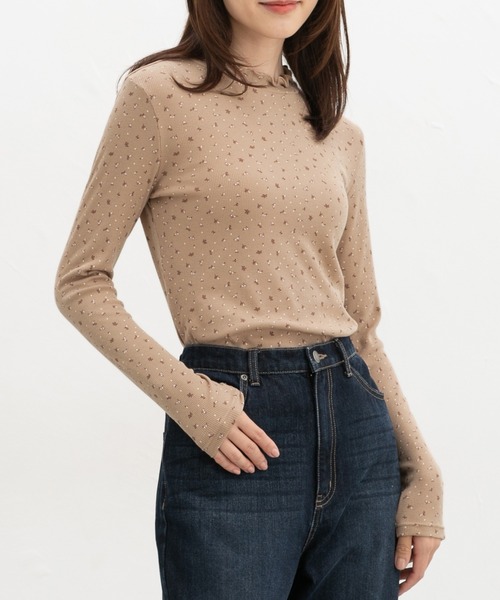Honeys（ハニーズ）の「総柄ハイネックＴシャツ（Tシャツ/カットソー・レディース・ブラック系その他2/ライトグリーン系1/ホワイト×イエロー/オレンジ系その他2/グレー系1・L/LL/M/S）」の9枚目の写真