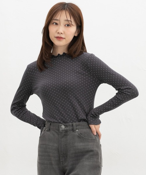 Honeys（ハニーズ）の「総柄ハイネックＴシャツ（Tシャツ/カットソー・レディース・ブラック系その他2/ライトグリーン系1/ホワイト×イエロー/オレンジ系その他2/グレー系1・L/LL/M/S）」の15枚目の写真