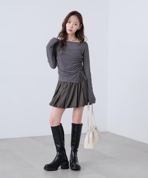 FREE'S MART(フリーズマート)の「◆アシメドロストチェックカットソー(Tシャツ/カットソー・レディース・グレー/ホワイト系その他/ブラウン系その他2・FREE)」の6枚目の写真