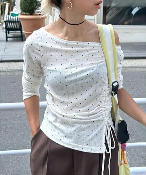 FREE'S MART(フリーズマート)の「◆アシメドロストチェックカットソー(Tシャツ/カットソー・レディース・グレー/ホワイト系その他/ブラウン系その他2・FREE)」の14枚目の写真