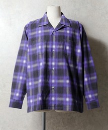 【7色展開】HOUSTON ヒューストン PRINT FLANNEL O/C SHIRT プリント フランネル オンブレチェック オープンカラーシャツ 長袖